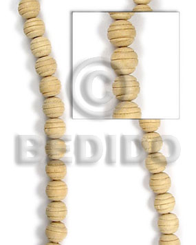 natural wood with groove 6mm - Carved Wood Beads
