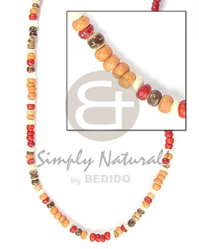 2-3mm coco pokalet brwn tan red wht combinationnation Choker Necklace