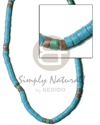 4-5mm coco heishe blue green brown green Choker Necklace
