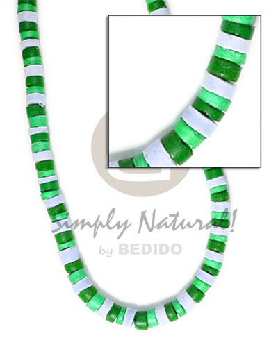 4-5mm coco heishe bleach white green Choker Necklace