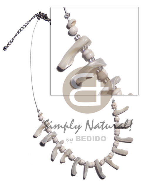 troca white tusk on magic wire - Choker Necklace