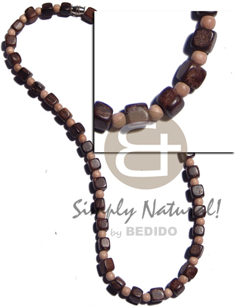 8mm dice robles wood  wood beads alt. - Choker Necklace