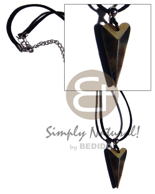 38mmx15mm laminated blacklip/MOP combination  resin backing in leather thong - Choker Necklace