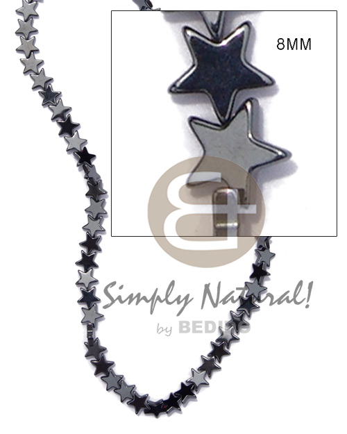 hematite / silvery & shiny opaque stone / star 8mm in magic wire - Choker Necklace
