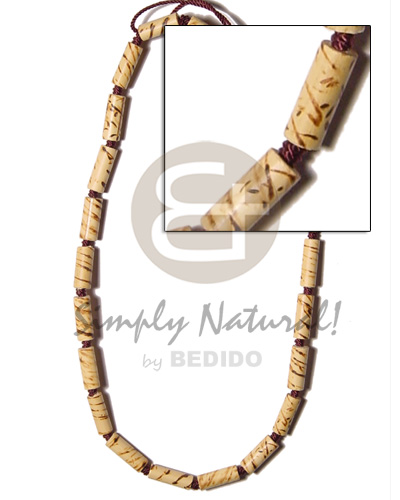 bamboo macramie  splashing wood burning - Choker Necklace