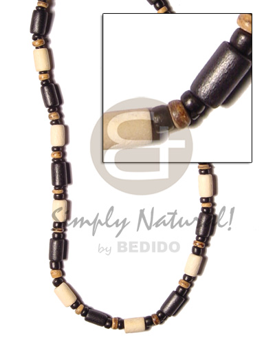 Black white wood tube coco Choker Necklace