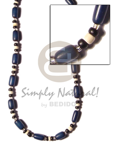 navy blue buri seed  4-5 coco pokalet black/bleach alt. - Choker Necklace