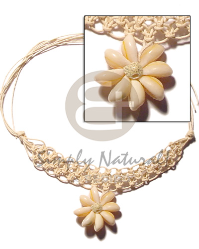 macramie choker  flower sigay pendant / 14in - Choker Necklace