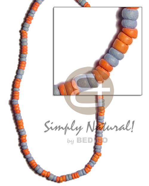 4-5mm  orange/aqua blue coco combination pokalet - Choker Necklace
