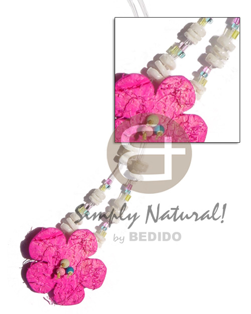 floating pink coco flower & white clam - Choker Necklace