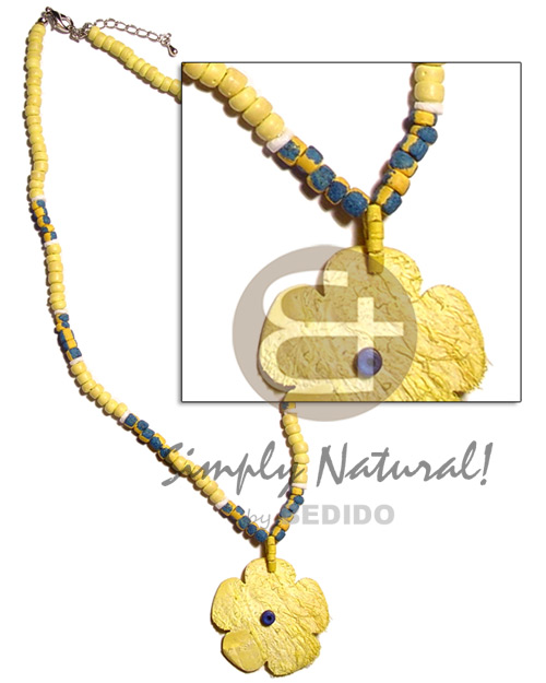 yellow 4-5mm coco Pokalet. splashing  matching coco flower - Choker Necklace