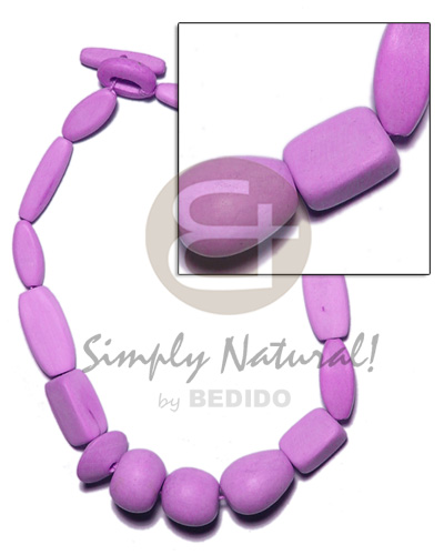 natural wood beads dyed in lavender color - Chunky Necklace