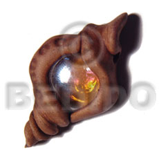 50mmx25mm  clay eye  golden yellow gemstone accent /  tribal clay series - Clay Pendants