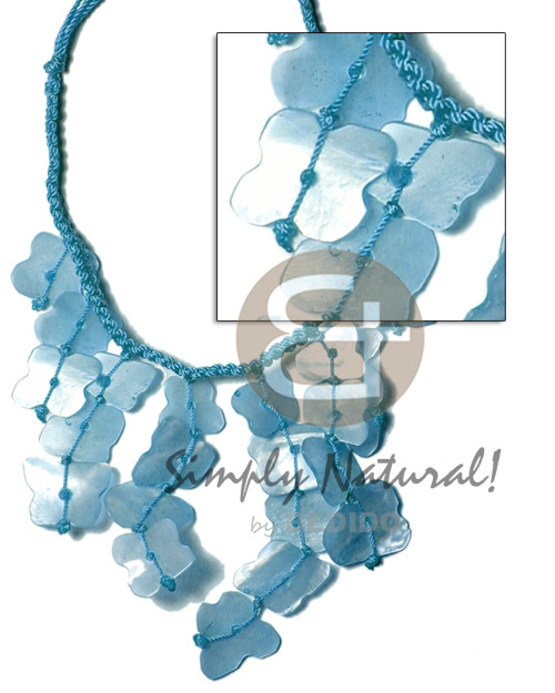 subdued blue macrame  dyed dangling hammershell-cleopatra - Cleopatra Necklace