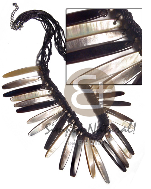 Black 12mm flat macrame Cleopatra Necklace