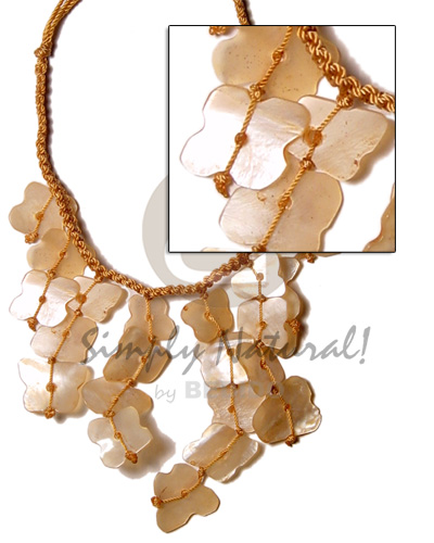 tan macramie  dyed dangling hammershell-cleopatra - Cleopatra Necklace