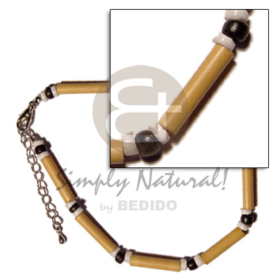 bamboo  2-3mm black 2-3mm coco Pokalet & 2-3mm white clam heishe alt. - Coco Anklets