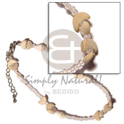 clear glass beads  coco manol bleached - Coco Anklets