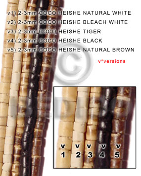 2-3mm coco heishe bleached white Coco Beads