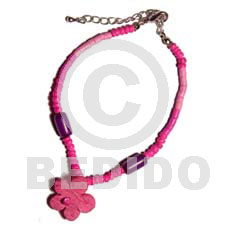 fuschia pink 2-3mm coco heishe /buri seed  coco flower - Coco Bracelets