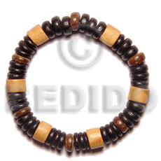 hand made Elastic wood and coco bracelet Coco Bracelets