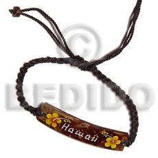 macramie nat. brown  coco id bracelet  painted flower design - Coco Bracelets