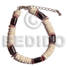 7-8mm coco Pokalet. bleached  wood tube & hammershell - Coco Bracelets