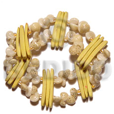 yellow coco stick  white bonium shell & glass beads - Coco Bracelets