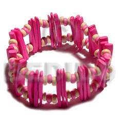 pink coco  stick   pink & bleached 4-5mm coco pokalet - Coco Bracelets
