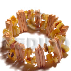 melon coco stick & sq. cut gold lip shell combination - Coco Bracelets