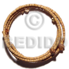 2-3mm coco heishe nat. white hoop wire bracelet/adjustable  buri & palmwood beads - Coco Bracelets