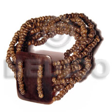 10 layers elastic 2-3mm coco Pokalet. nat. brown  35mmx30mm rectangular blacktab - Coco Bracelets