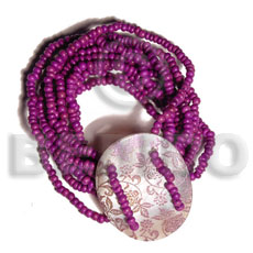 10 layers elastic 2-3mm violet coco Pokalet. tiger  35mm round handpainted hammershell - Coco Bracelets