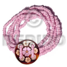 5 layers elastic 2-3mm pink coco Pokalet.   35mm round  handpainted blacktab - Coco Bracelets