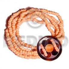 5 layers elastic 2-3mm orange coco Pokalet.  35mm round  handpainted blacktab - Coco Bracelets
