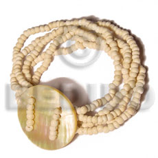 5 layers elastic 2-3mm  coco Pokalet. bleached   35mm round  MOP - Coco Bracelets