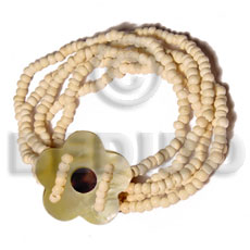 5 layers elastic 2-3mm  coco Pokalet. bleached  35mm  MOP flower - Coco Bracelets