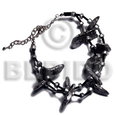 black coco nuggets in metallic silver splashing - Coco Bracelets