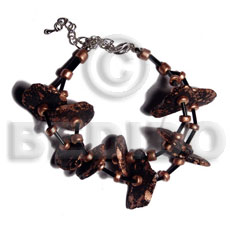 black coco nuggets in metallic bronze splashing - Coco Bracelets