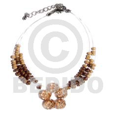 floating 2-3mm coco Pokalet. nat. white & brown  acrylic crystals - Coco Bracelets