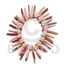 elastic red/nat. white coco indian stick  white rose square cut alt. - Coco Bracelets
