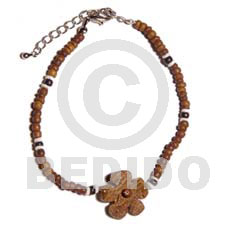 2-3mm coco Pokalet. nat. brown  white clam alt. and coco flower - Coco Bracelets
