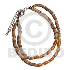 2 rows 2-3mm coco heishe tiger  wood beads alt. - Coco Bracelets