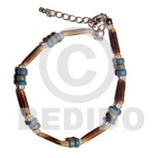 sig-id & 4-5mm coco Pokalet blue/geen combination  glass beads - Coco Bracelets