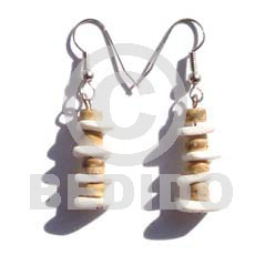 dangling 7-8mm coco tiger heishe  white rose alt. - Coco Earrings