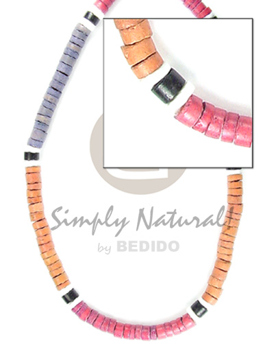 4-5 mm coco heishe blue/orange/red combination - Coco Necklace