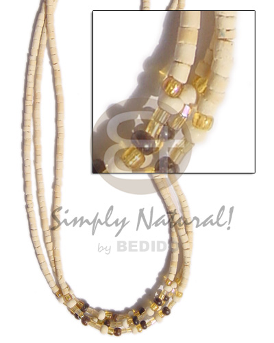 3 rows bleach coco heishe / transparent bead / pukalet - Coco Necklace