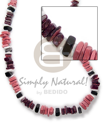 coco square cut bleach and nat. brown in old rose tones  white rose shell - Coco Necklace