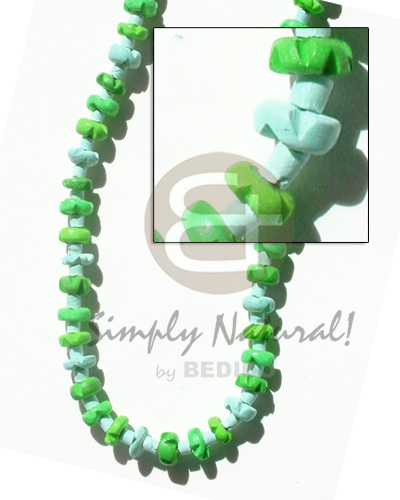 coco flower  2-3mm coco heishe in green tones - Coco Necklace