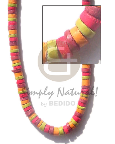 7-8 coco heishe / lime green / red / mango yellow / old rose/elastic - Coco Necklace